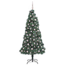 vidaXL Műfenyő világítással és gömbszettel 300 LED-del Zöld 210 cm PET