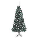 vidaXL Műfenyő világítással és gömbszettel 300 LED-del Zöld 210 cm PET