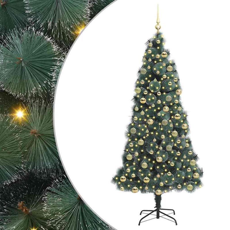 vidaXL Mesterséges, előre világított karácsonyfa gömb szettel 210 cm