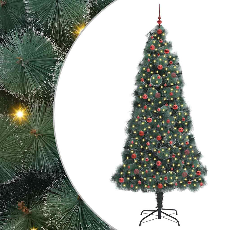 vidaXL Műfenyő, előre díszített karácsonyfagömb készlettel Zöld 240 cm