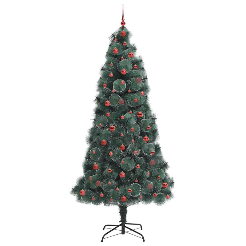 vidaXL Műfenyő, előre díszített karácsonyfagömb készlettel Zöld 240 cm