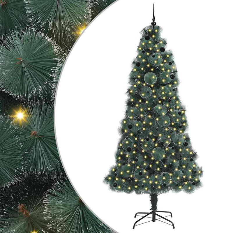 vidaXL Műfenyő, előre világított, karácsonyi fenyő gömbszettel 240 cm