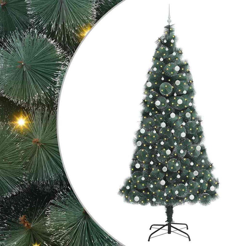 vidaXL Mesterséges, előre világított karácsonyfa gömbökkel Zöld 240 cm
