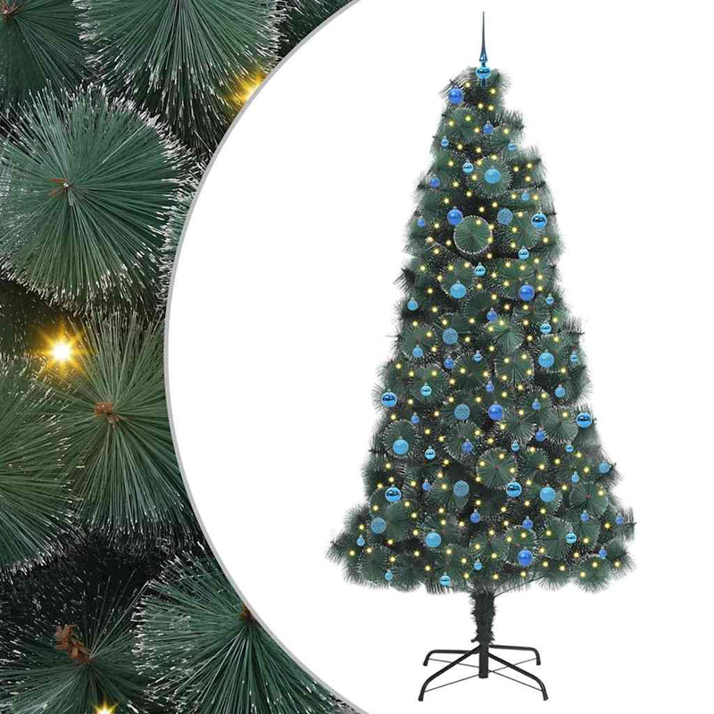 vidaXL Műfenyő előre világítós karácsonyfakészlet gömbökkel 240 cm