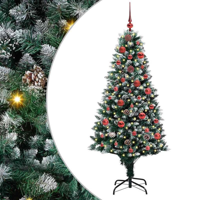 vidaXL Mű karácsonyfa 150 LED-del Zöld 150 cm PVC és Acél és Műanyag