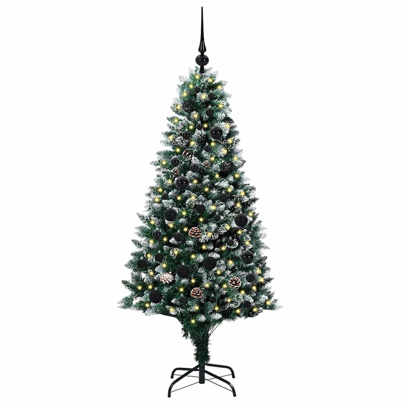 vidaXL Mű karácsonyfa 150 LED-del Zöld 150 cm PVC és Acél és Műanyag