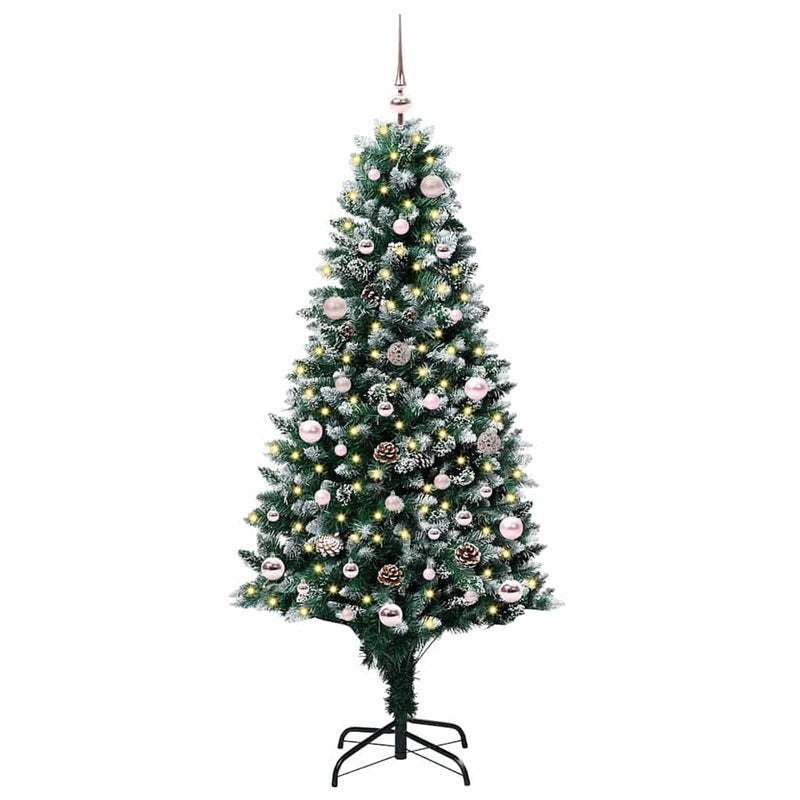 vidaXL Mű karácsonyfa 150 LED-del Zöld 150 cm PVC és Acél és Műanyag
