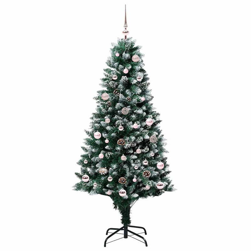 vidaXL Mű karácsonyfa 150 LED-del Zöld 150 cm PVC és Acél és Műanyag