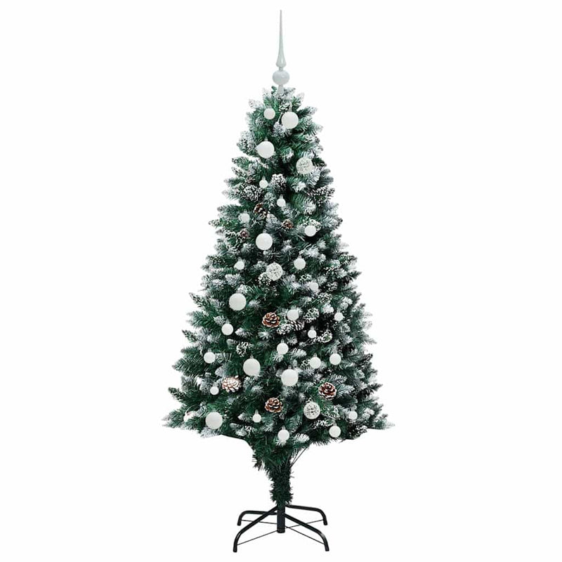 vidaXL Mű karácsonyfa 150 LED-del Zöld 150 cm PVC és Acél és Műanyag