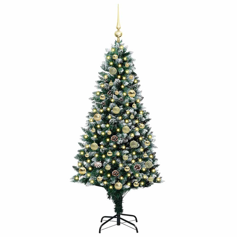 vidaXL Mű karácsonyfa 150 LED-del Zöld 150 cm PVC és Acél és Műanyag