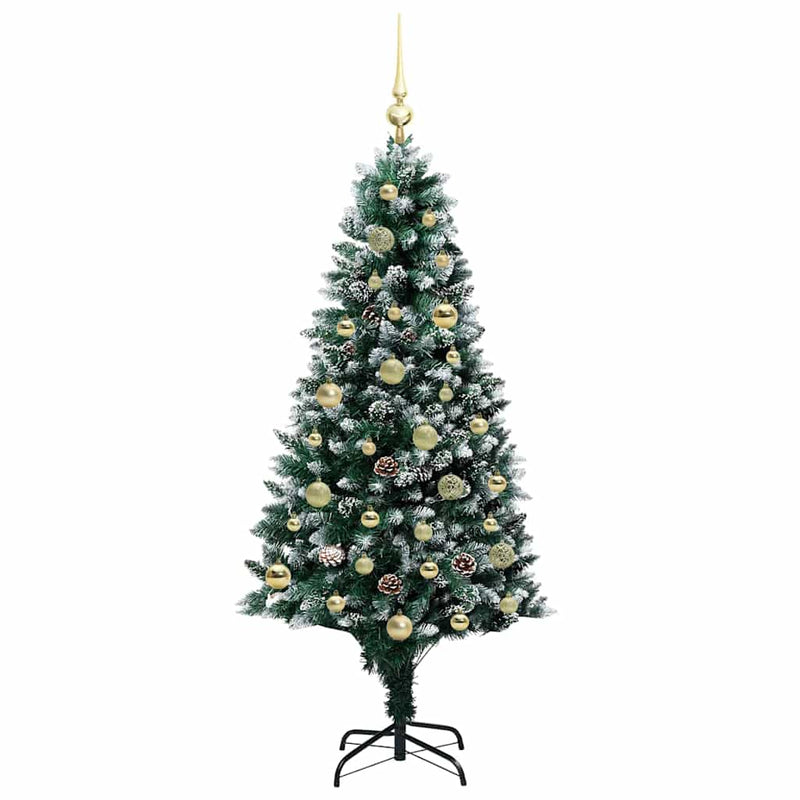 vidaXL Mű karácsonyfa 150 LED-del Zöld 150 cm PVC és Acél és Műanyag
