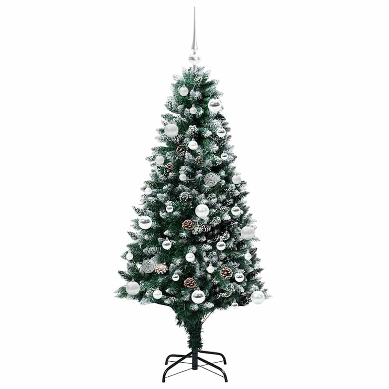 vidaXL Mű karácsonyfa 150 LED-del Zöld 150 cm PVC és Acél és Műanyag