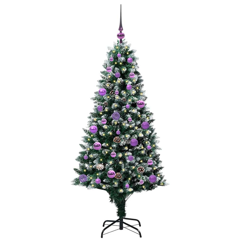vidaXL Mű karácsonyfa 150 LED-del Zöld 150 cm PVC és Acél és Műanyag