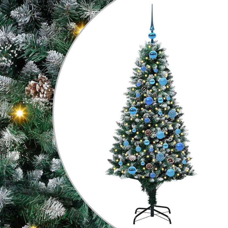 vidaXL Mű karácsonyfa 150 LED-del Zöld 150 cm PVC és Acél és Műanyag