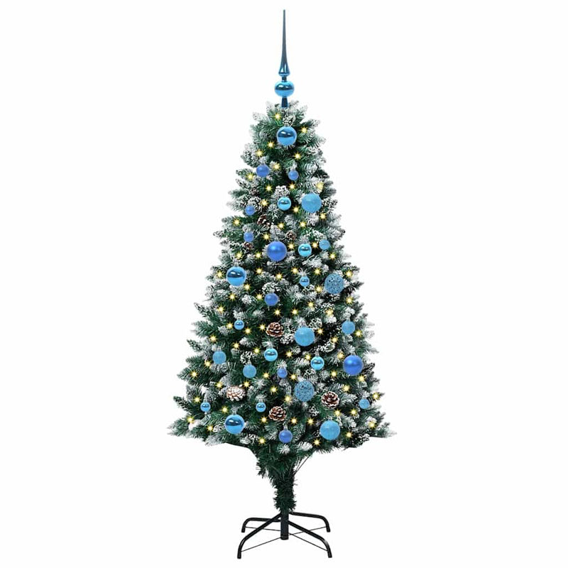 vidaXL Mű karácsonyfa 150 LED-del Zöld 150 cm PVC és Acél és Műanyag