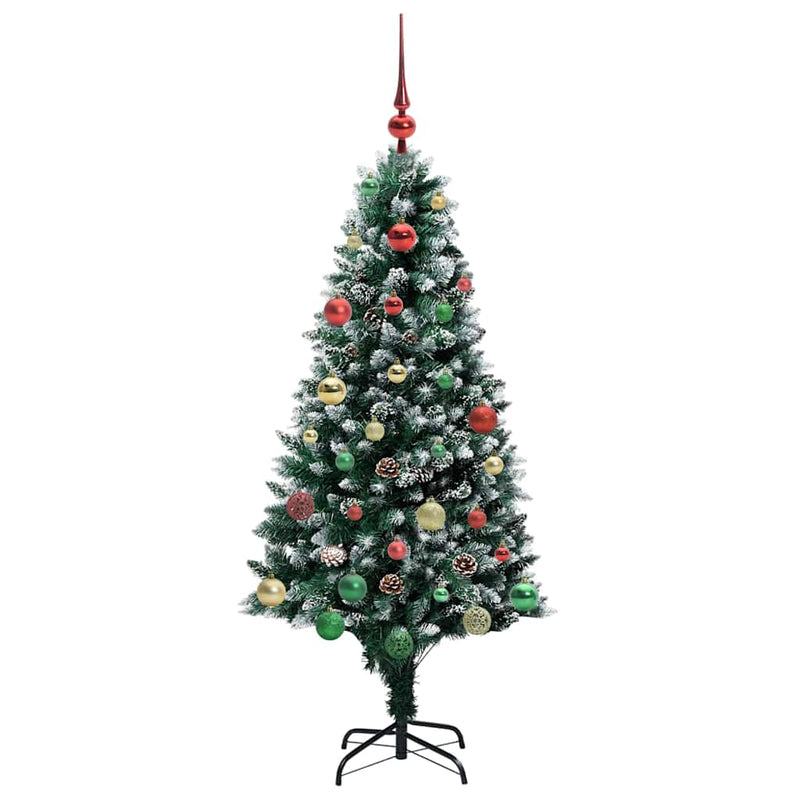 vidaXL Mű karácsonyfa 150 LED-del Zöld 150 cm PVC és Acél és Műanyag