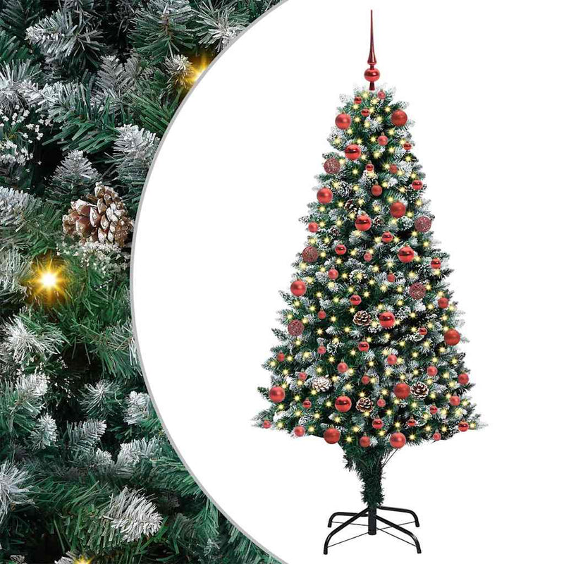vidaXL Mű karácsonyfa 300 LED-del Zöld 180 cm PVC és Acél és Műanyag