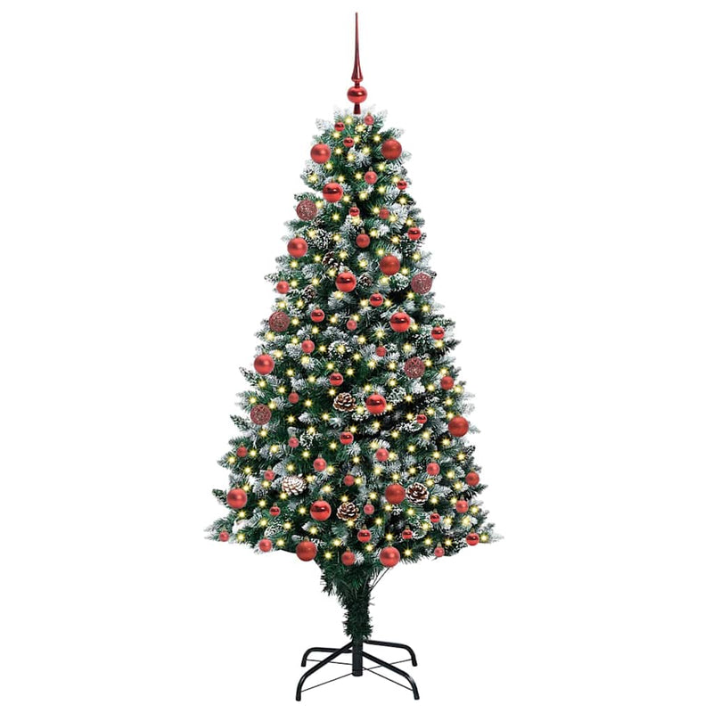 vidaXL Mű karácsonyfa 300 LED-del Zöld 180 cm PVC és Acél és Műanyag