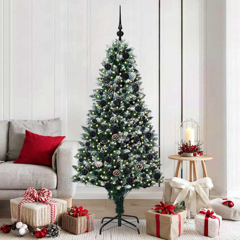 vidaXL Mű karácsonyfa 300 LED-del Zöld 180 cm PVC és Acél és Műanyag