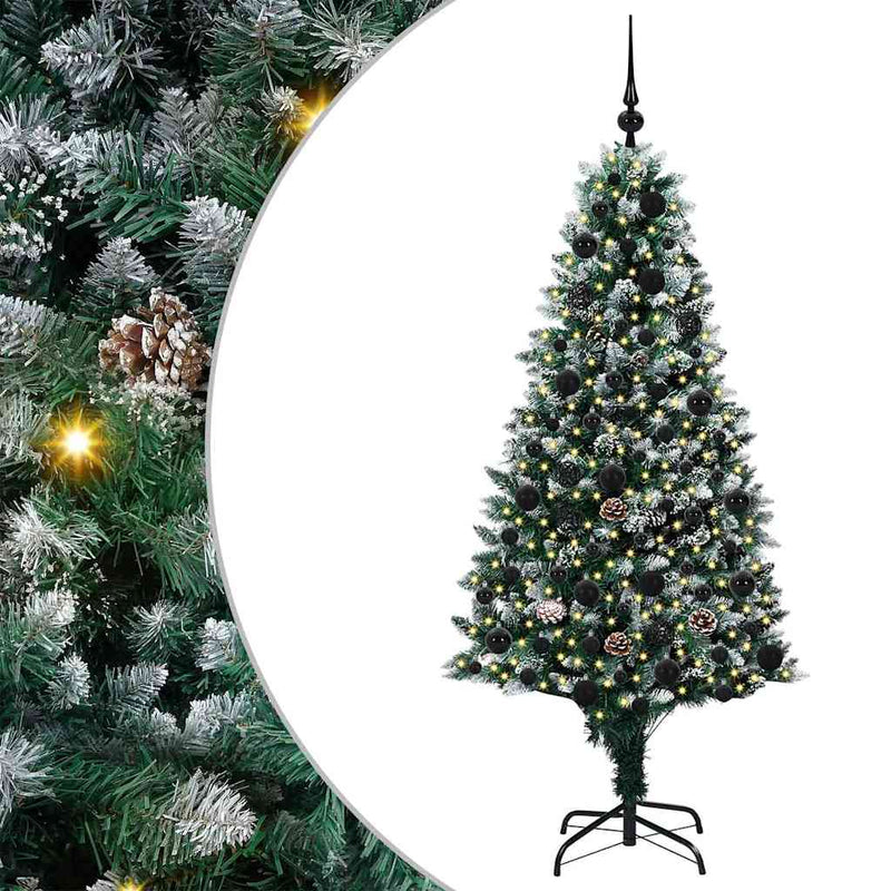 vidaXL Mű karácsonyfa 300 LED-del Zöld 180 cm PVC és Acél és Műanyag
