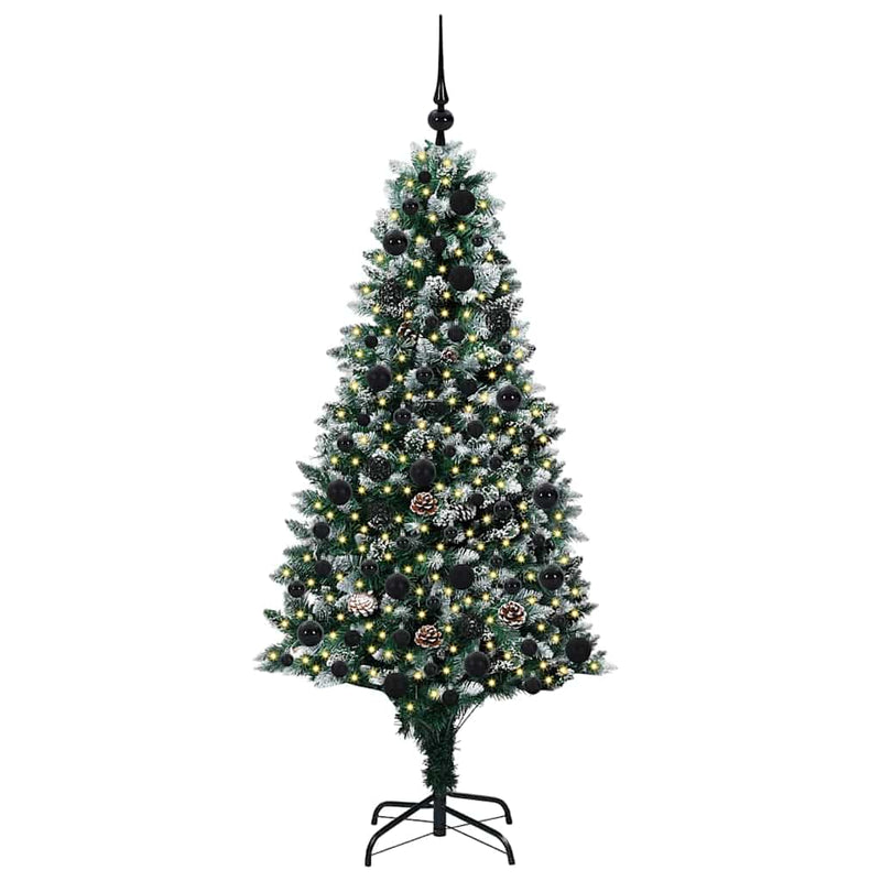 vidaXL Mű karácsonyfa 300 LED-del Zöld 180 cm PVC és Acél és Műanyag