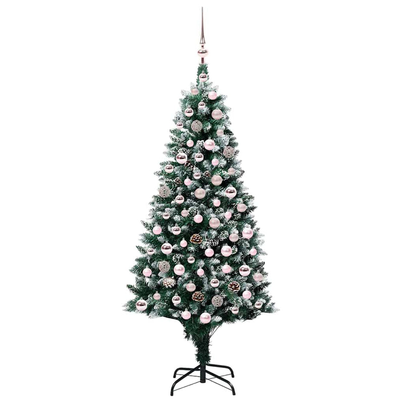vidaXL Mű karácsonyfa 300 LED-del Zöld 180 cm PVC és Acél és Műanyag