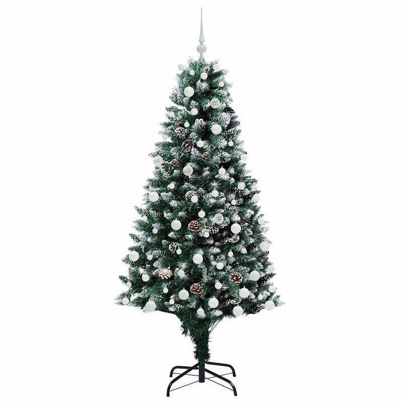 vidaXL Mű karácsonyfa 300 LED-del Zöld 180 cm PVC és Acél és Műanyag