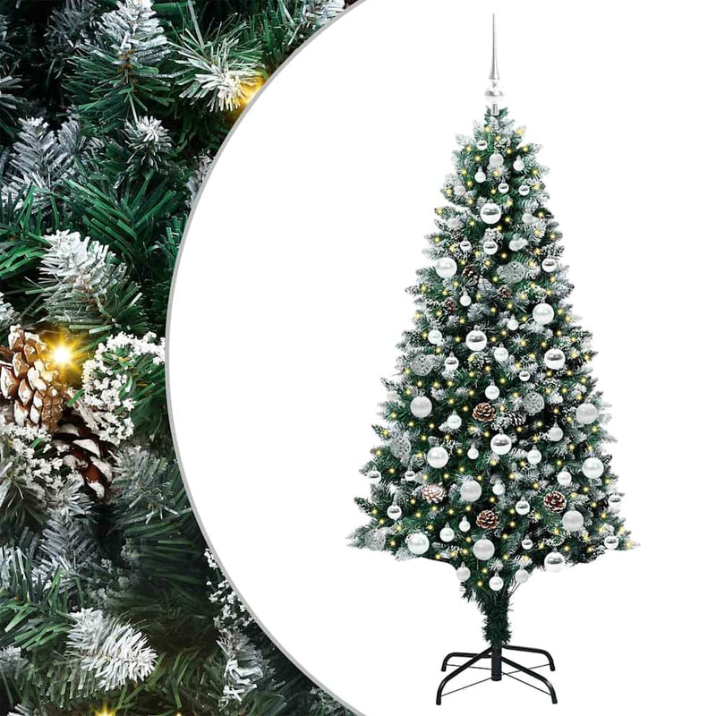 vidaXL Mű karácsonyfa 300 LED-del Zöld 180 cm PVC és Acél és Műanyag