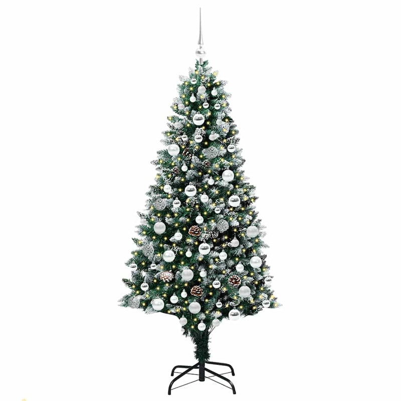 vidaXL Mű karácsonyfa 300 LED-del Zöld 180 cm PVC és Acél és Műanyag