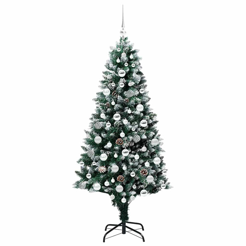 vidaXL Mű karácsonyfa 300 LED-del Zöld 180 cm PVC és Acél és Műanyag