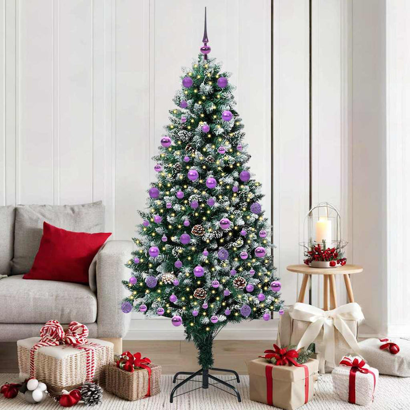 vidaXL Mű karácsonyfa 300 LED-del Zöld 180 cm PVC és Acél és Műanyag