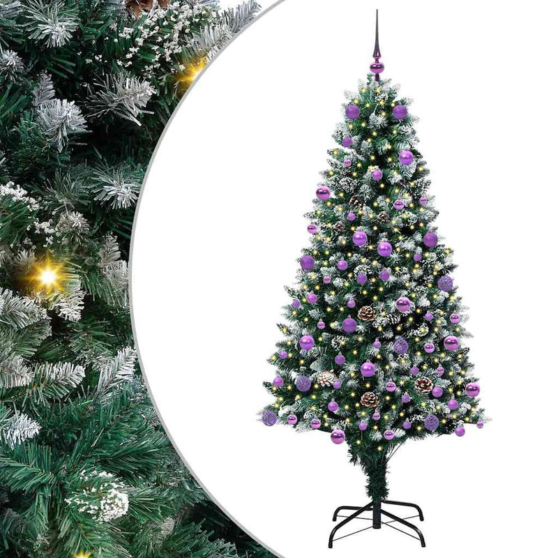 vidaXL Mű karácsonyfa 300 LED-del Zöld 180 cm PVC és Acél és Műanyag