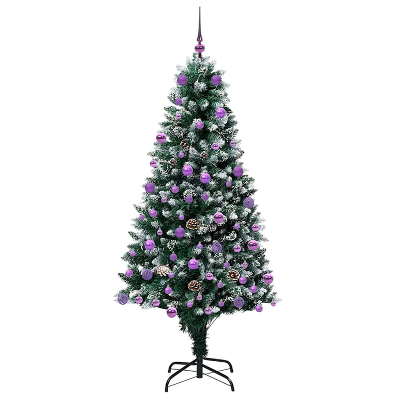 vidaXL Mű karácsonyfa 300 LED-del Zöld 180 cm PVC és Acél és Műanyag