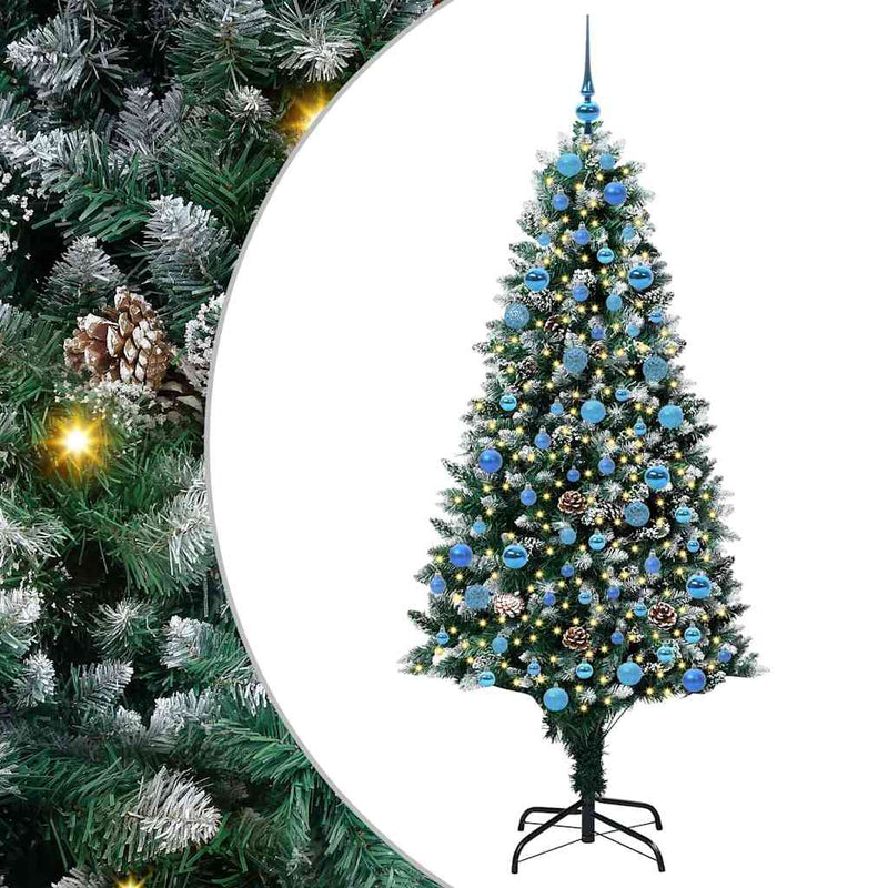 vidaXL Mű karácsonyfa 300 LED-del Zöld 180 cm PVC és Acél és Műanyag