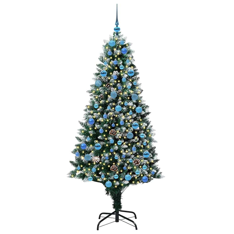 vidaXL Mű karácsonyfa 300 LED-del Zöld 180 cm PVC és Acél és Műanyag