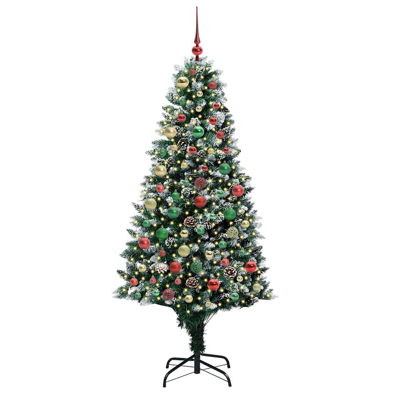 vidaXL Mű karácsonyfa 300 LED-del Zöld 180 cm PVC és Acél és Műanyag