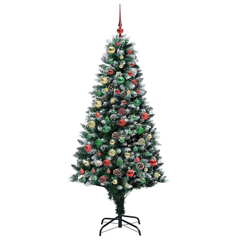 vidaXL Mű karácsonyfa 300 LED-del Zöld 180 cm PVC és Acél és Műanyag