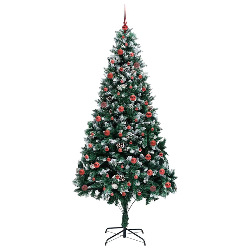 vidaXL Mű karácsonyfa 300 LED-del Zöld 210 cm PVC és Acél és Műanyag