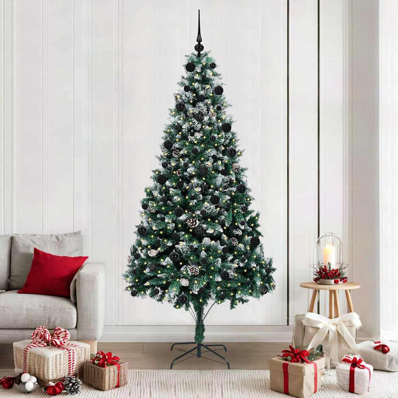 vidaXL Mű karácsonyfa 300 LED-del Zöld 210 cm PVC és Acél és Műanyag
