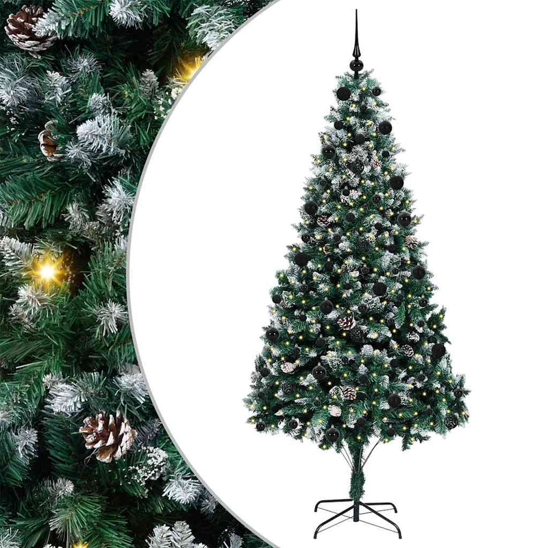 vidaXL Mű karácsonyfa 300 LED-del Zöld 210 cm PVC és Acél és Műanyag