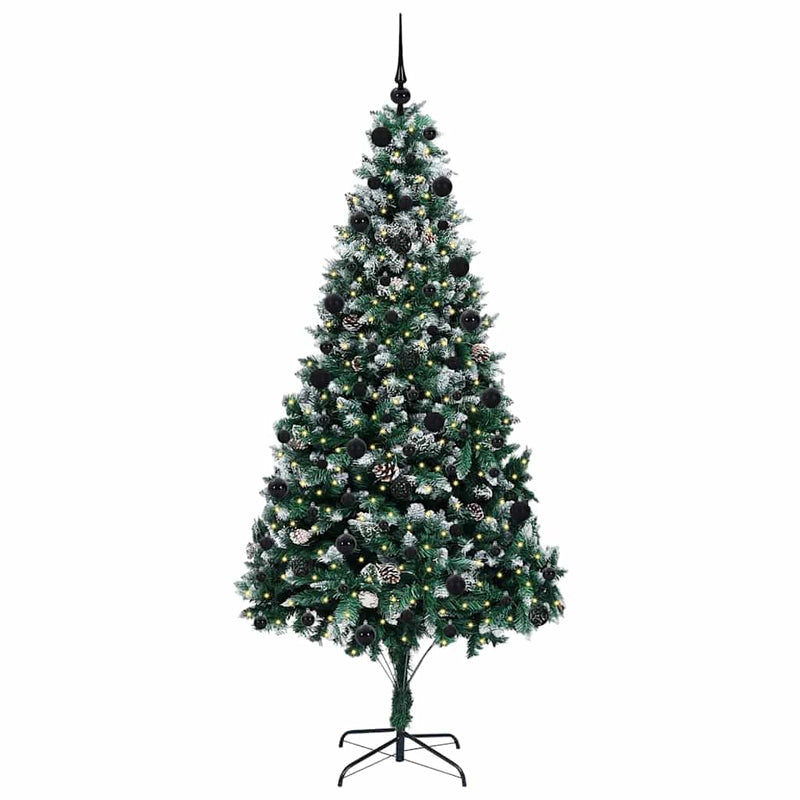 vidaXL Mű karácsonyfa 300 LED-del Zöld 210 cm PVC és Acél és Műanyag