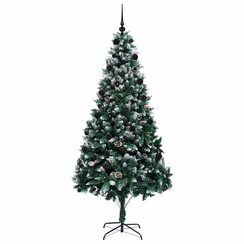 vidaXL Mű karácsonyfa 300 LED-del Zöld 210 cm PVC és Acél és Műanyag