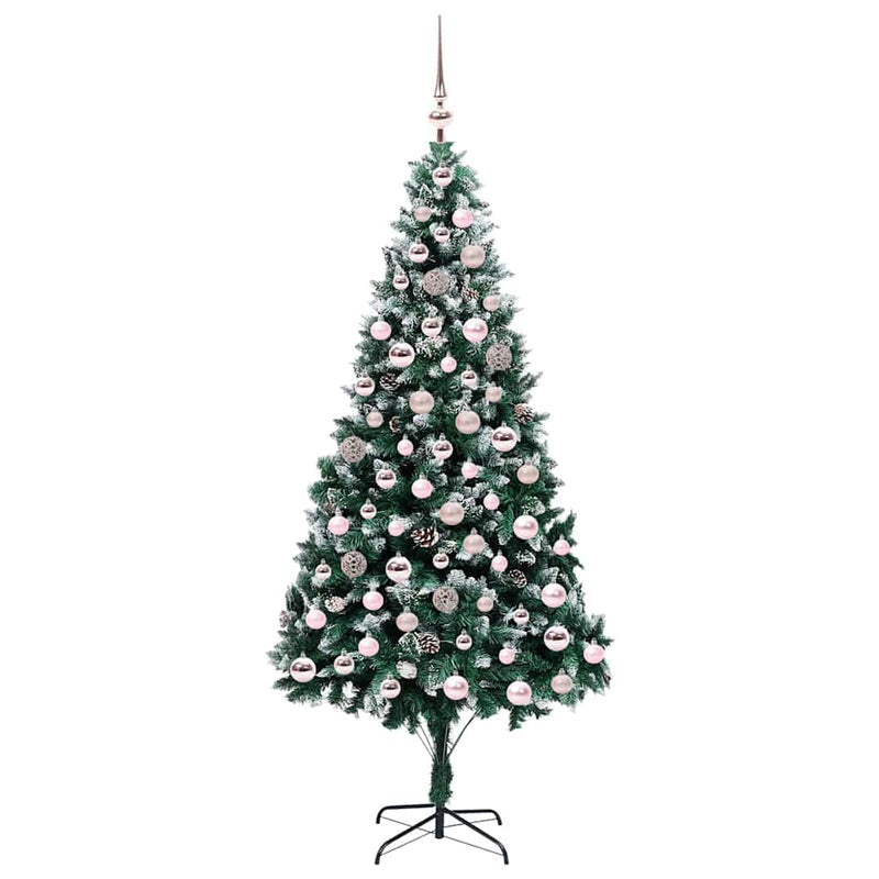 vidaXL Mű karácsonyfa 300 LED-del Zöld 210 cm PVC és Acél és Műanyag
