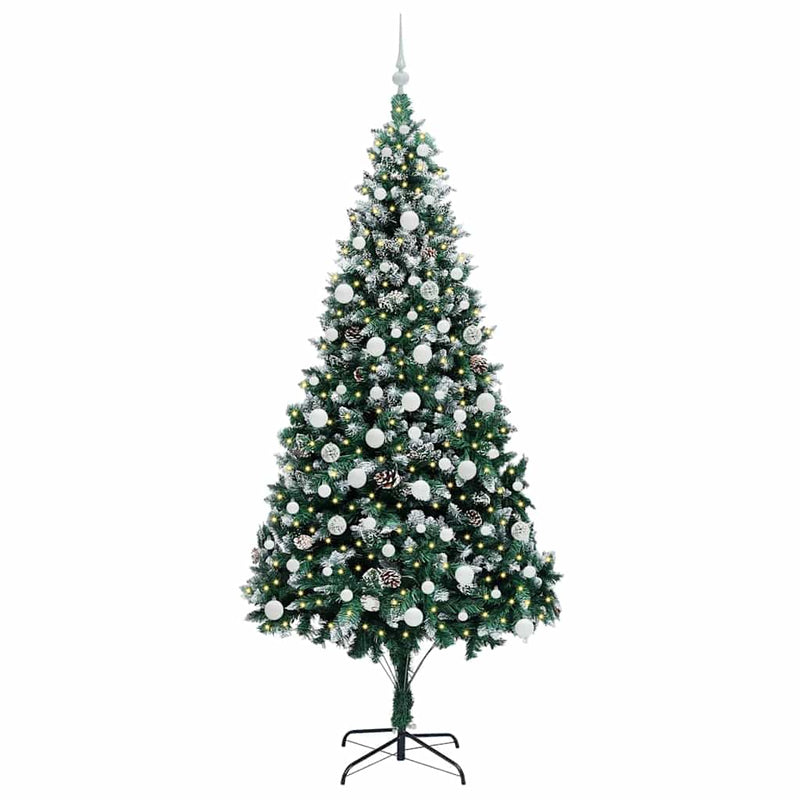 vidaXL Mű karácsonyfa 300 LED-del Zöld 210 cm PVC és Acél és Műanyag