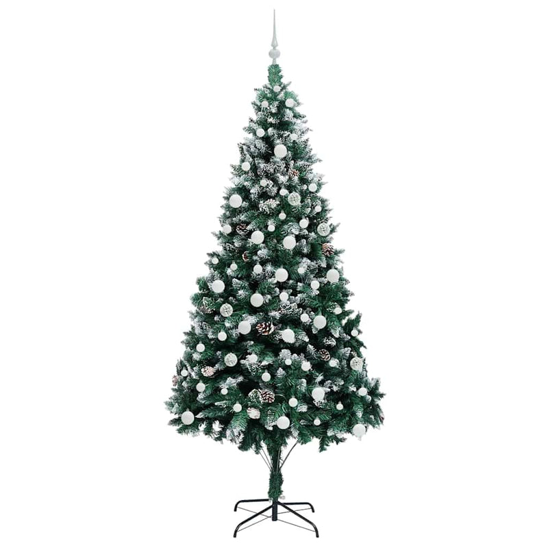 vidaXL Mű karácsonyfa 300 LED-del Zöld 210 cm PVC és Acél és Műanyag