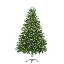 vidaXL Mű karácsonyfa 300 LED-del Zöld 210 cm PVC és Acél és Műanyag