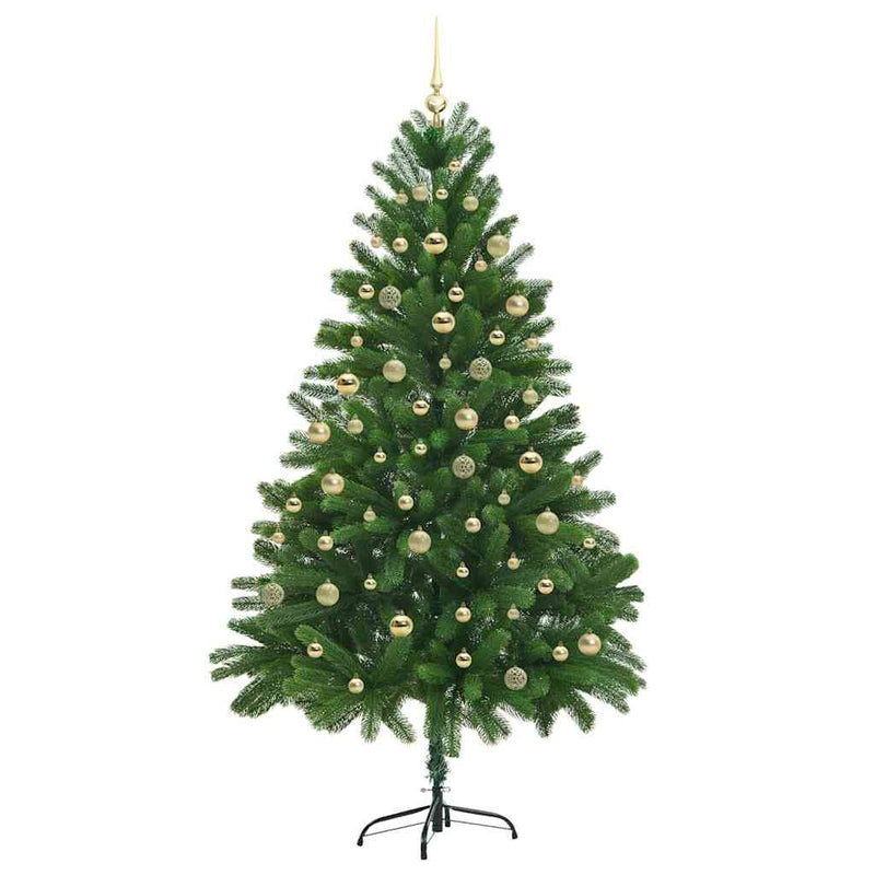vidaXL Mű karácsonyfa 300 LED-del Zöld 210 cm PVC és Acél és Műanyag