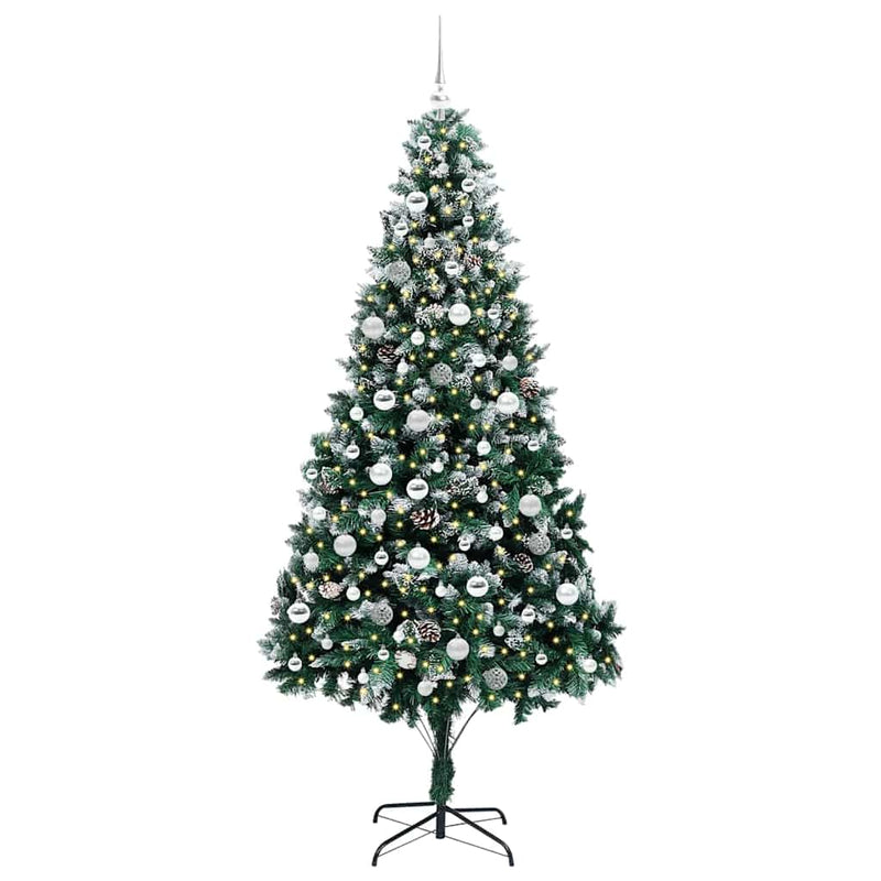vidaXL Mű karácsonyfa 300 LED-del Zöld 210 cm PVC és Acél és Műanyag