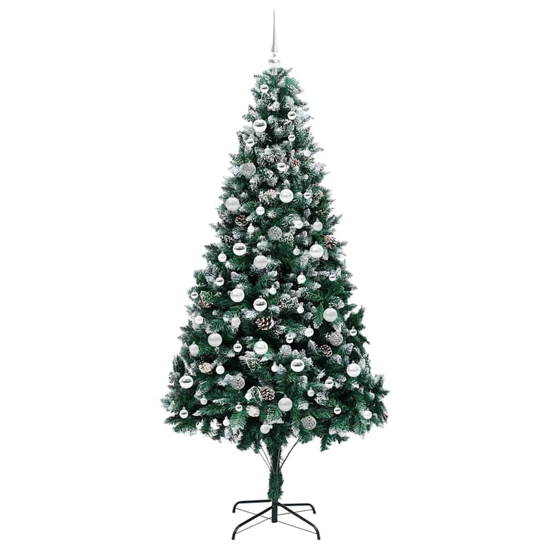 vidaXL Mű karácsonyfa 300 LED-del Zöld 210 cm PVC és Acél és Műanyag