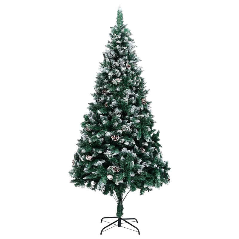 vidaXL Mű karácsonyfa 300 LED-del Zöld 210 cm PVC és Acél és Műanyag